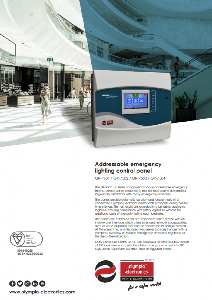 Addressable emergency lighting control panel GR-7500