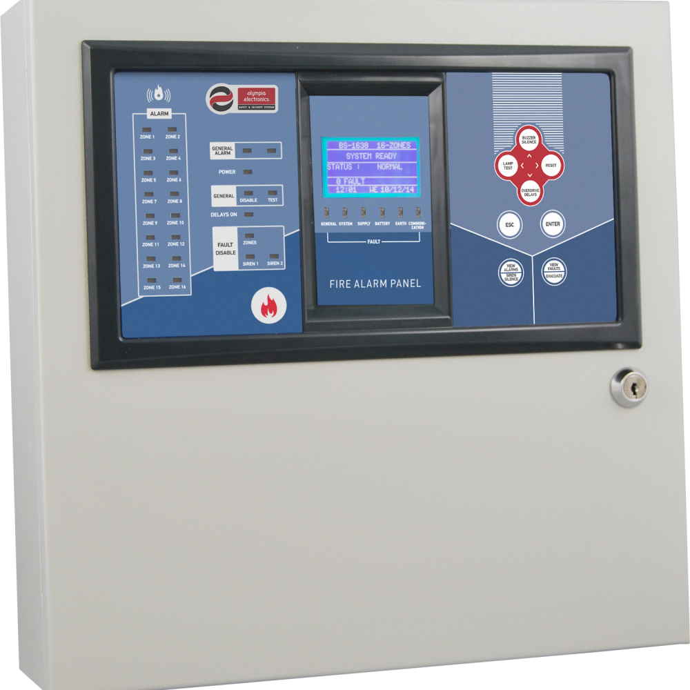 BS-1638 - 8 zone fire detection panel with LCD display
