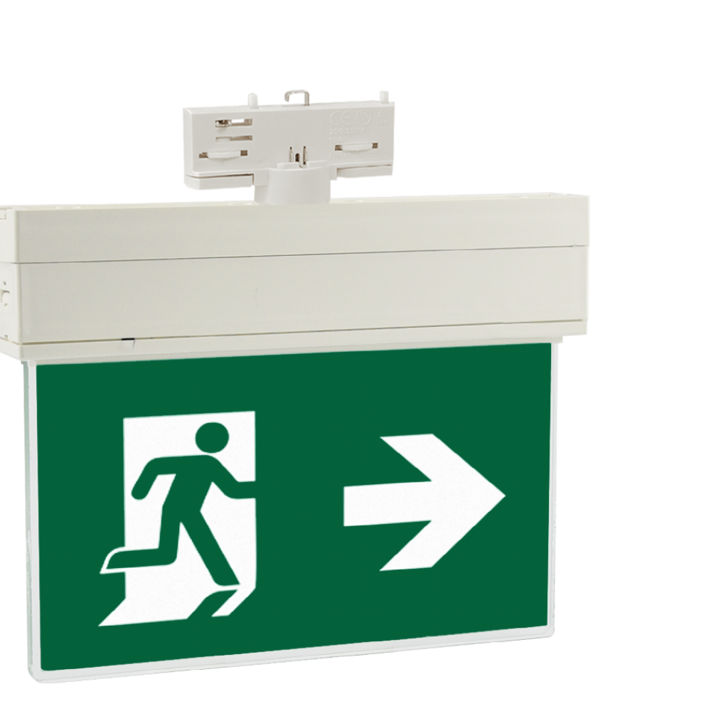 LED-Rettungszeichenleuchte für Stromschienensysteme