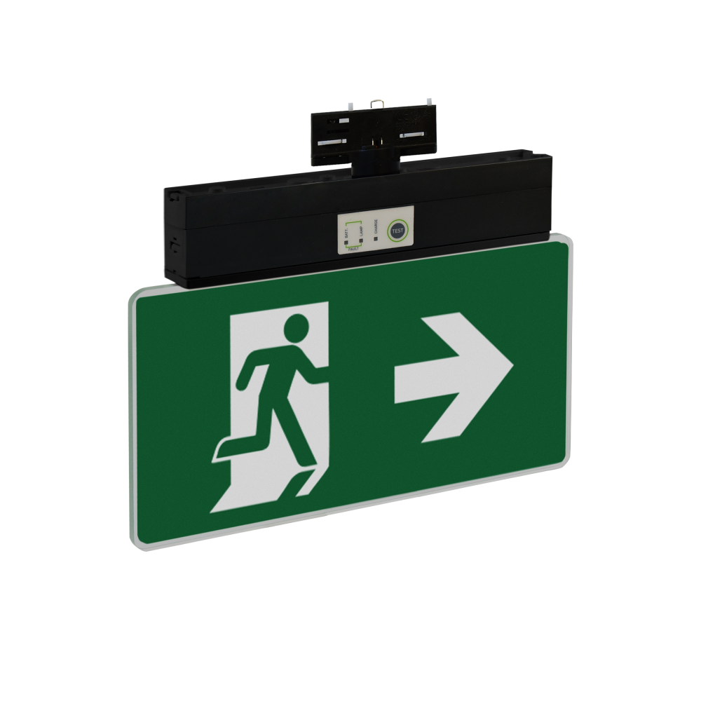 Rail-mounted emergency exit luminaire KLD-30/ST/BLACK/TL