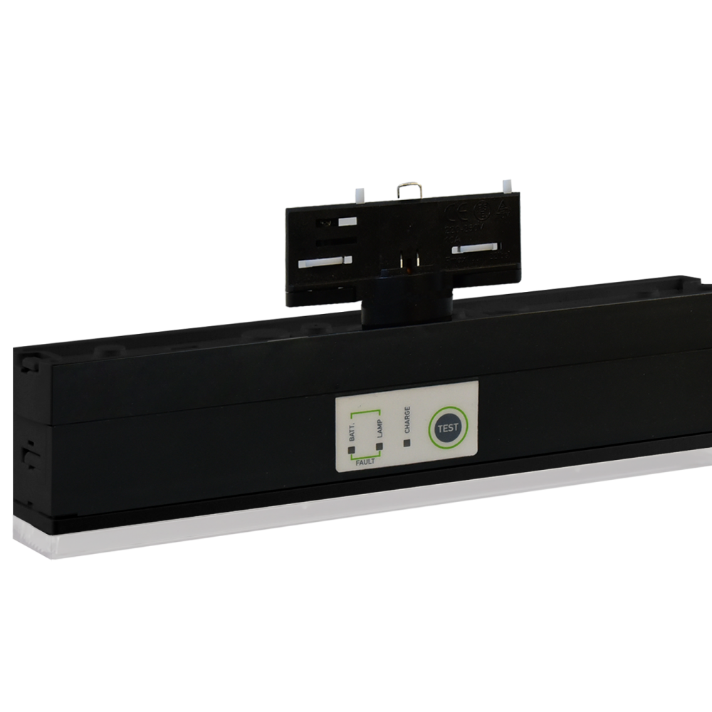 Rail-mounted emergency exit luminaire KLIN-20/ST/BLACK/TL