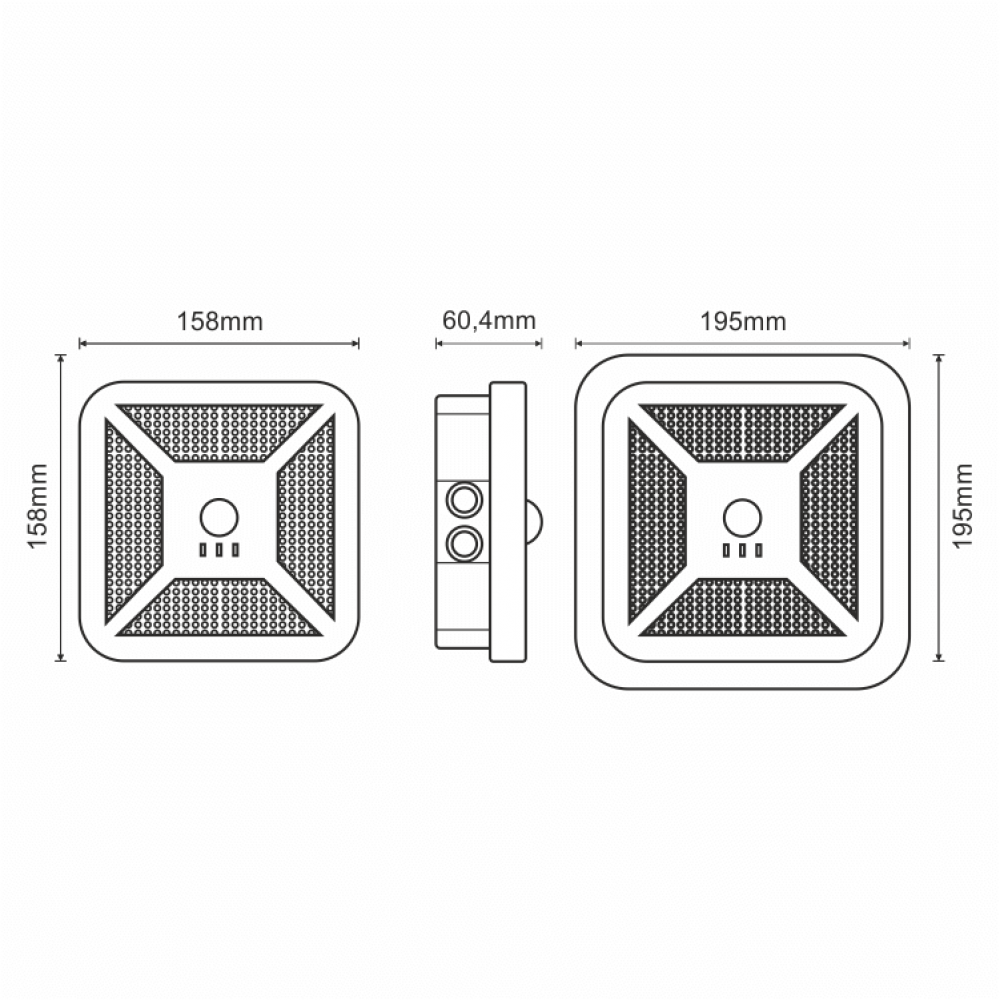 Dimensions, Emergency light, GR-490/WP/ADR, Addressable Tetragono Light